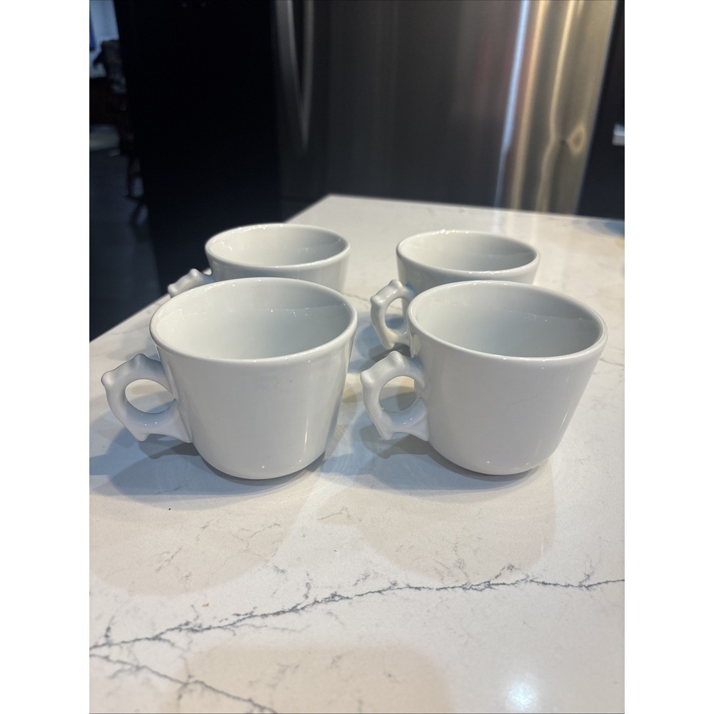 4- Apilco Traditional Tea Coffee Cups Classic White France 8 oz